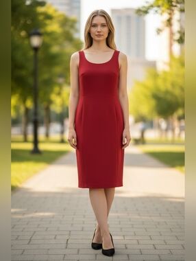 Solini Red Lined Sheath Dress Size 12